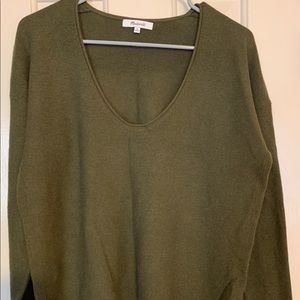 Madewell Warmlight V Neck Sweater-Olive Gr…